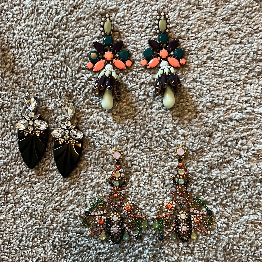 J Crew lot of 3 Statement Earrings